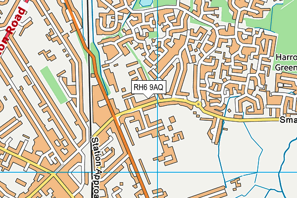 RH6 9AQ map - OS VectorMap District (Ordnance Survey)