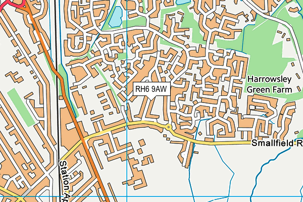 RH6 9AW map - OS VectorMap District (Ordnance Survey)