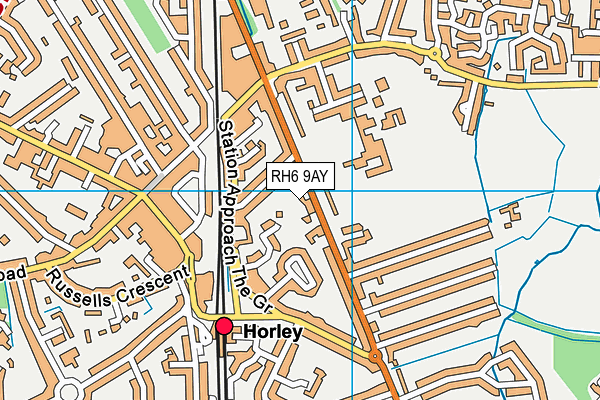 RH6 9AY map - OS VectorMap District (Ordnance Survey)