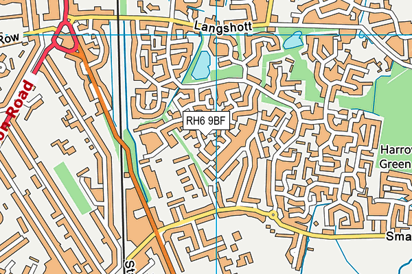 RH6 9BF map - OS VectorMap District (Ordnance Survey)