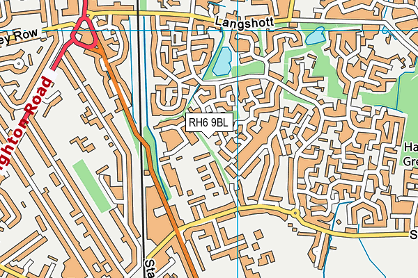 RH6 9BL map - OS VectorMap District (Ordnance Survey)