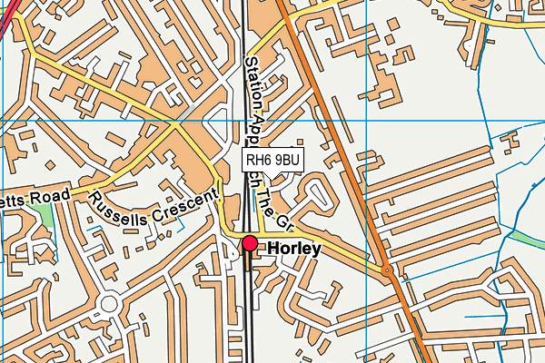 RH6 9BU map - OS VectorMap District (Ordnance Survey)