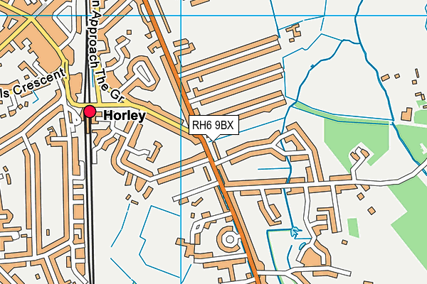 RH6 9BX map - OS VectorMap District (Ordnance Survey)