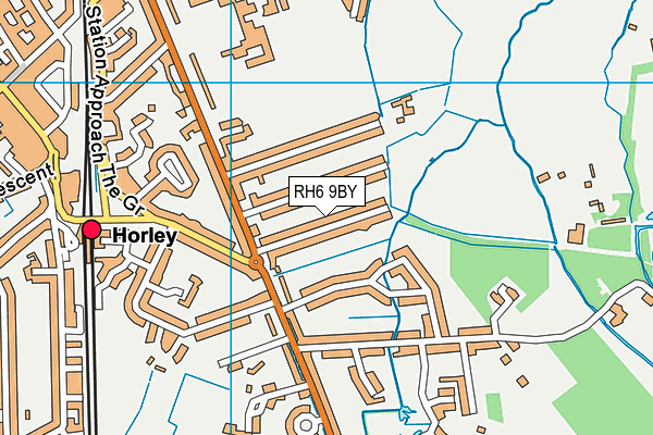 RH6 9BY map - OS VectorMap District (Ordnance Survey)