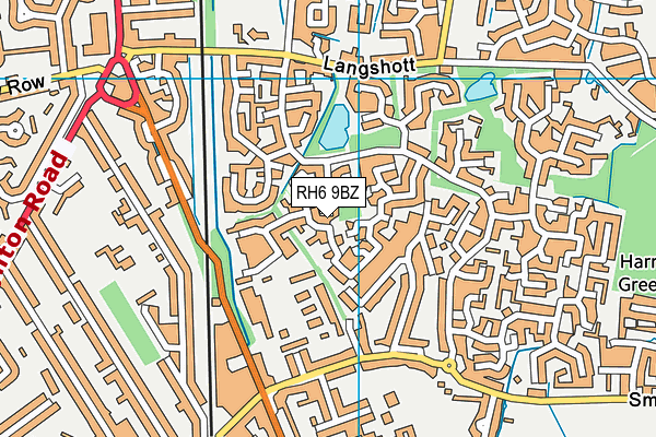 RH6 9BZ map - OS VectorMap District (Ordnance Survey)