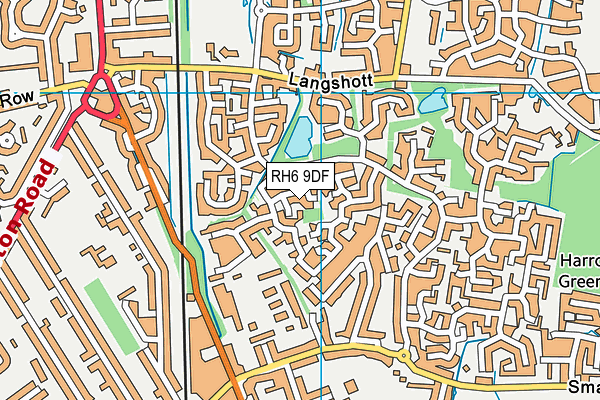 RH6 9DF map - OS VectorMap District (Ordnance Survey)