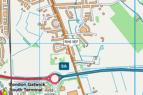 RH6 9EF map - OS VectorMap District (Ordnance Survey)