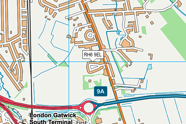 RH6 9EL map - OS VectorMap District (Ordnance Survey)