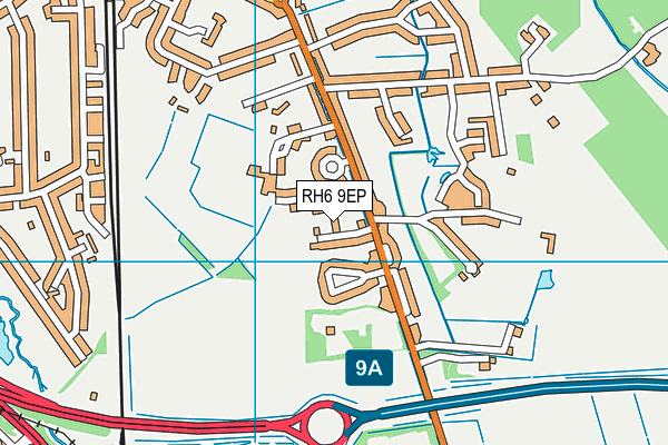 RH6 9EP map - OS VectorMap District (Ordnance Survey)