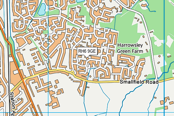 RH6 9GE map - OS VectorMap District (Ordnance Survey)