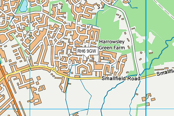 RH6 9GW map - OS VectorMap District (Ordnance Survey)