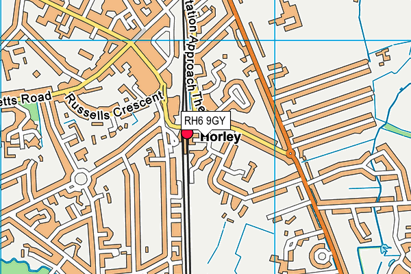 RH6 9GY map - OS VectorMap District (Ordnance Survey)