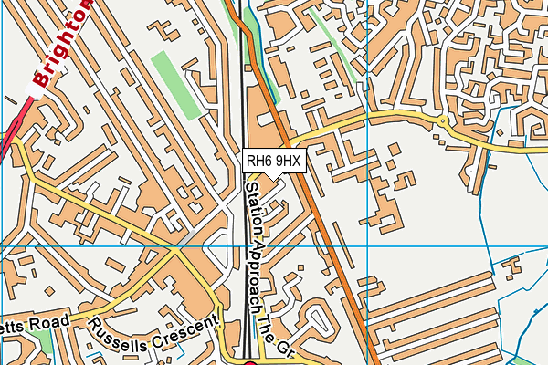 RH6 9HX map - OS VectorMap District (Ordnance Survey)