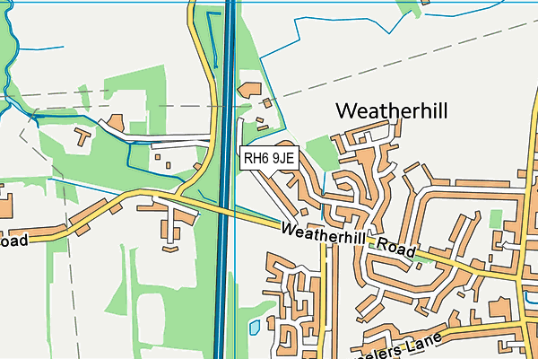 RH6 9JE map - OS VectorMap District (Ordnance Survey)