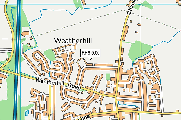 RH6 9JX map - OS VectorMap District (Ordnance Survey)