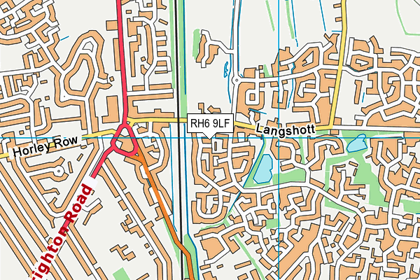 RH6 9LF map - OS VectorMap District (Ordnance Survey)