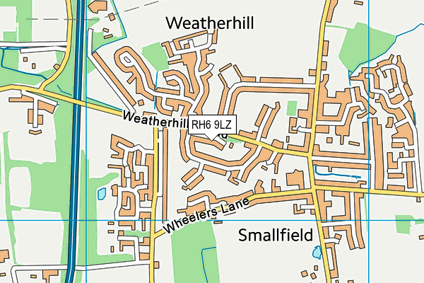 RH6 9LZ map - OS VectorMap District (Ordnance Survey)