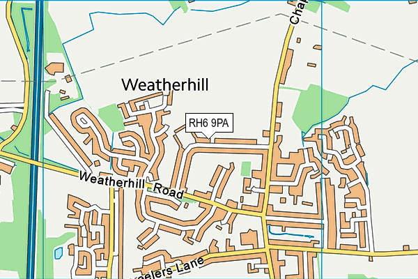 RH6 9PA map - OS VectorMap District (Ordnance Survey)