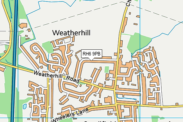 RH6 9PB map - OS VectorMap District (Ordnance Survey)