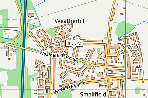 RH6 9PD map - OS VectorMap District (Ordnance Survey)