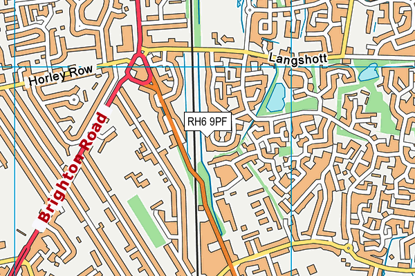 RH6 9PF map - OS VectorMap District (Ordnance Survey)