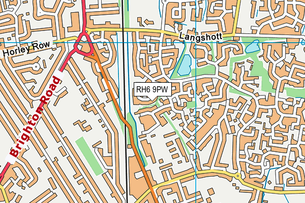 RH6 9PW map - OS VectorMap District (Ordnance Survey)