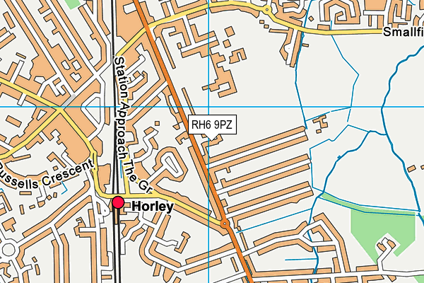 RH6 9PZ map - OS VectorMap District (Ordnance Survey)