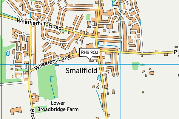 Burstow Primary School (Sports Field) map (RH6 9QJ) - OS VectorMap District (Ordnance Survey)