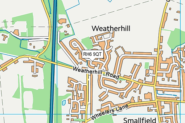 RH6 9QT map - OS VectorMap District (Ordnance Survey)