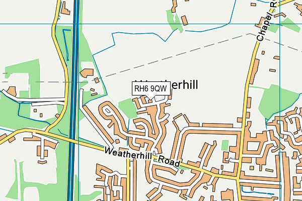 RH6 9QW map - OS VectorMap District (Ordnance Survey)