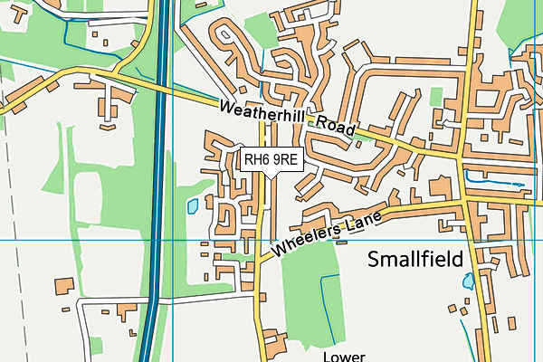 RH6 9RE map - OS VectorMap District (Ordnance Survey)