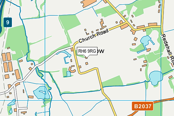 RH6 9RG map - OS VectorMap District (Ordnance Survey)