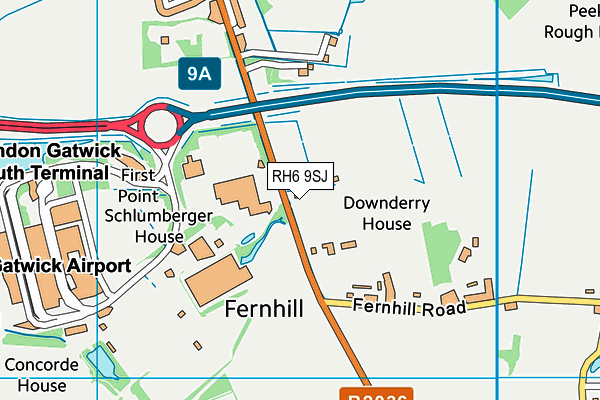 RH6 9SJ map - OS VectorMap District (Ordnance Survey)