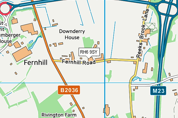 RH6 9SY map - OS VectorMap District (Ordnance Survey)