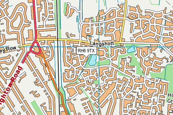 RH6 9TX map - OS VectorMap District (Ordnance Survey)