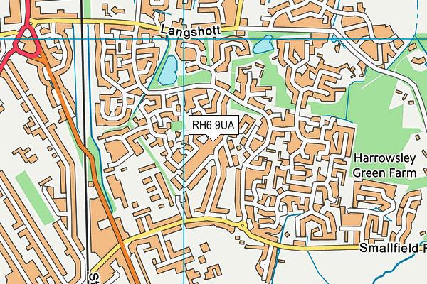 RH6 9UA map - OS VectorMap District (Ordnance Survey)