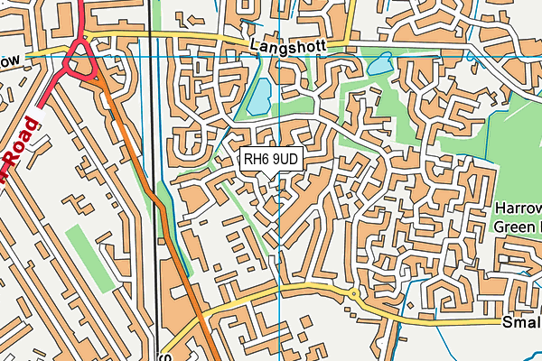 RH6 9UD map - OS VectorMap District (Ordnance Survey)