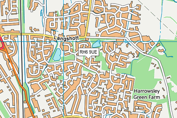 RH6 9UE map - OS VectorMap District (Ordnance Survey)