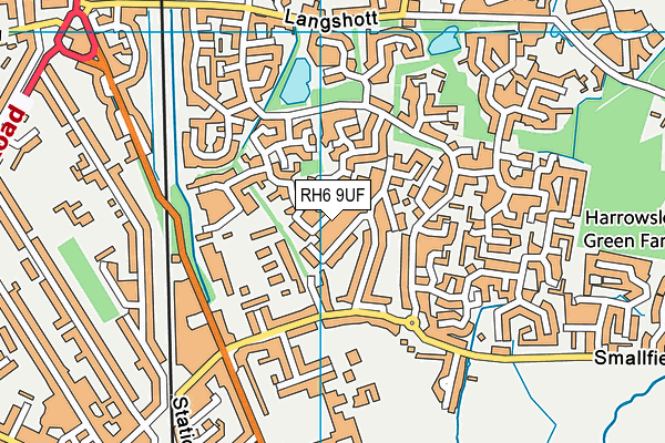 RH6 9UF map - OS VectorMap District (Ordnance Survey)