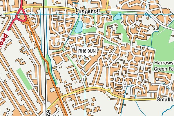 RH6 9UN map - OS VectorMap District (Ordnance Survey)