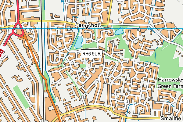 RH6 9UR map - OS VectorMap District (Ordnance Survey)