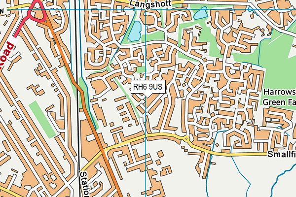 RH6 9US map - OS VectorMap District (Ordnance Survey)