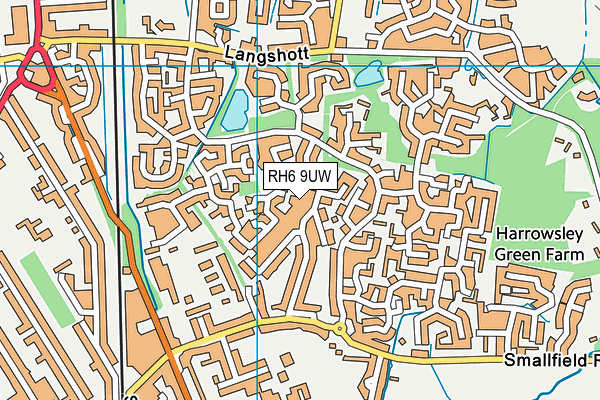 RH6 9UW map - OS VectorMap District (Ordnance Survey)