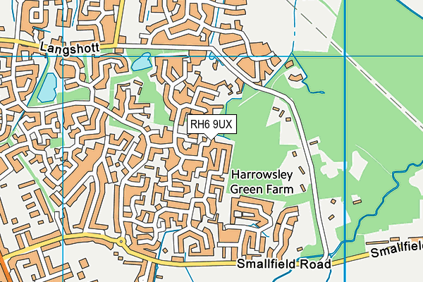 RH6 9UX map - OS VectorMap District (Ordnance Survey)