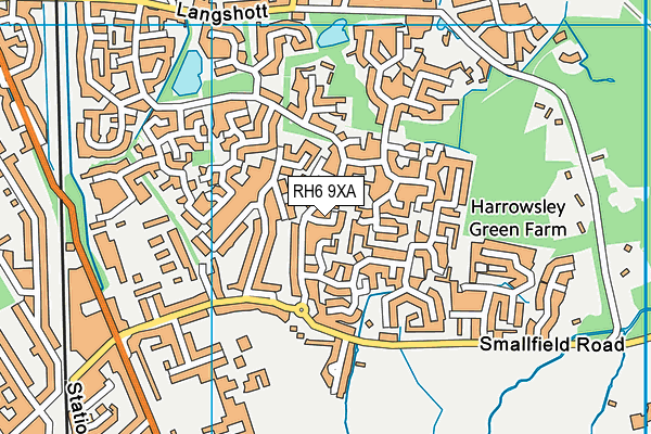 RH6 9XA map - OS VectorMap District (Ordnance Survey)
