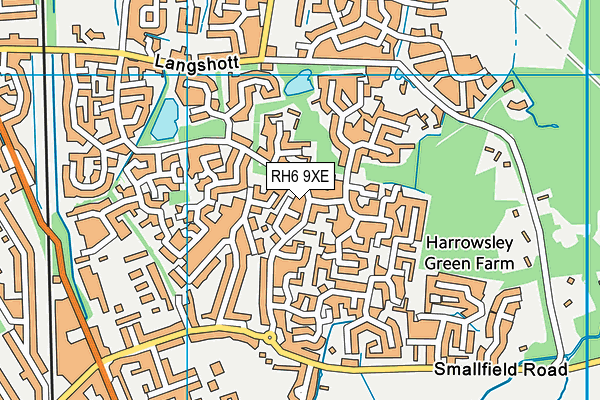 RH6 9XE map - OS VectorMap District (Ordnance Survey)