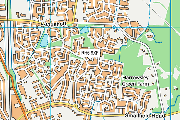 RH6 9XF map - OS VectorMap District (Ordnance Survey)