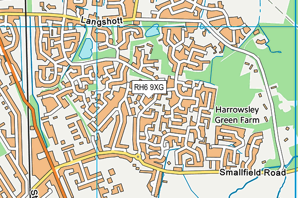 RH6 9XG map - OS VectorMap District (Ordnance Survey)