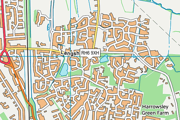 RH6 9XH map - OS VectorMap District (Ordnance Survey)