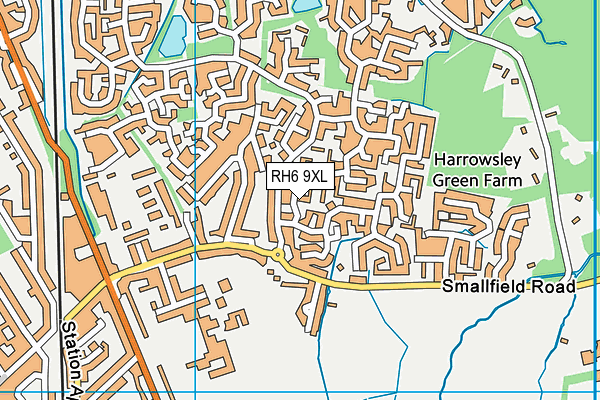 RH6 9XL map - OS VectorMap District (Ordnance Survey)